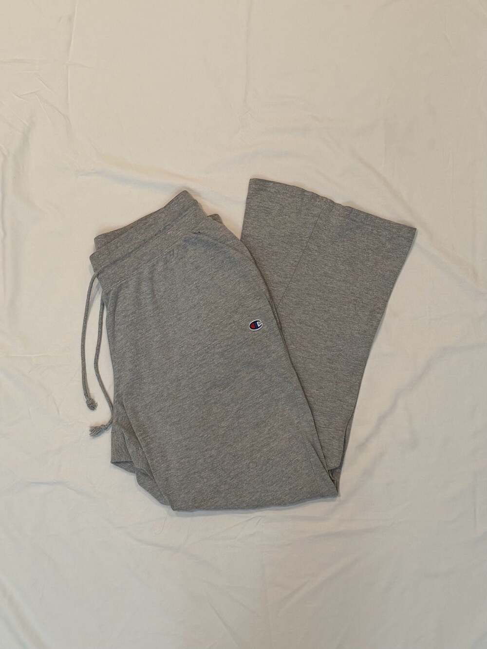 Champion Women's Gray Wide-Leg Jersey Sweatpants with Drawstring Waist